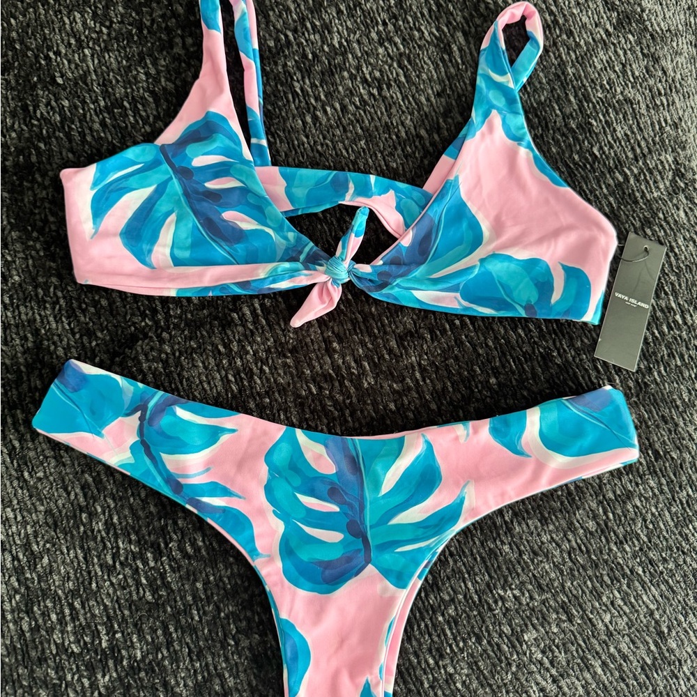 Tropical Pink and Blue Bikini Set